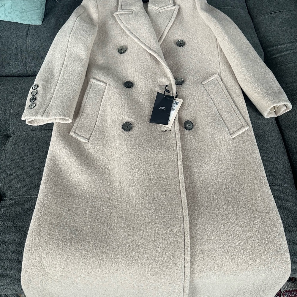 Mango MNG Cream Italian Wool Coat